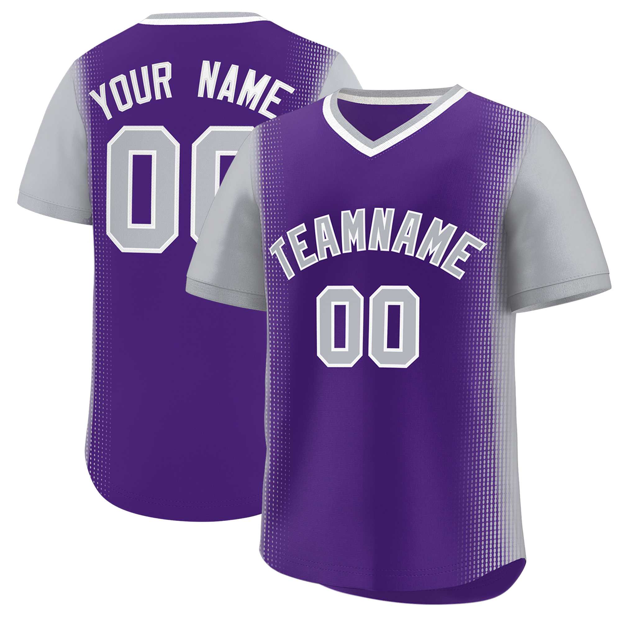 Custom Purple Gray Personalized Raglan Sleeves Authentic Baseball Jersey