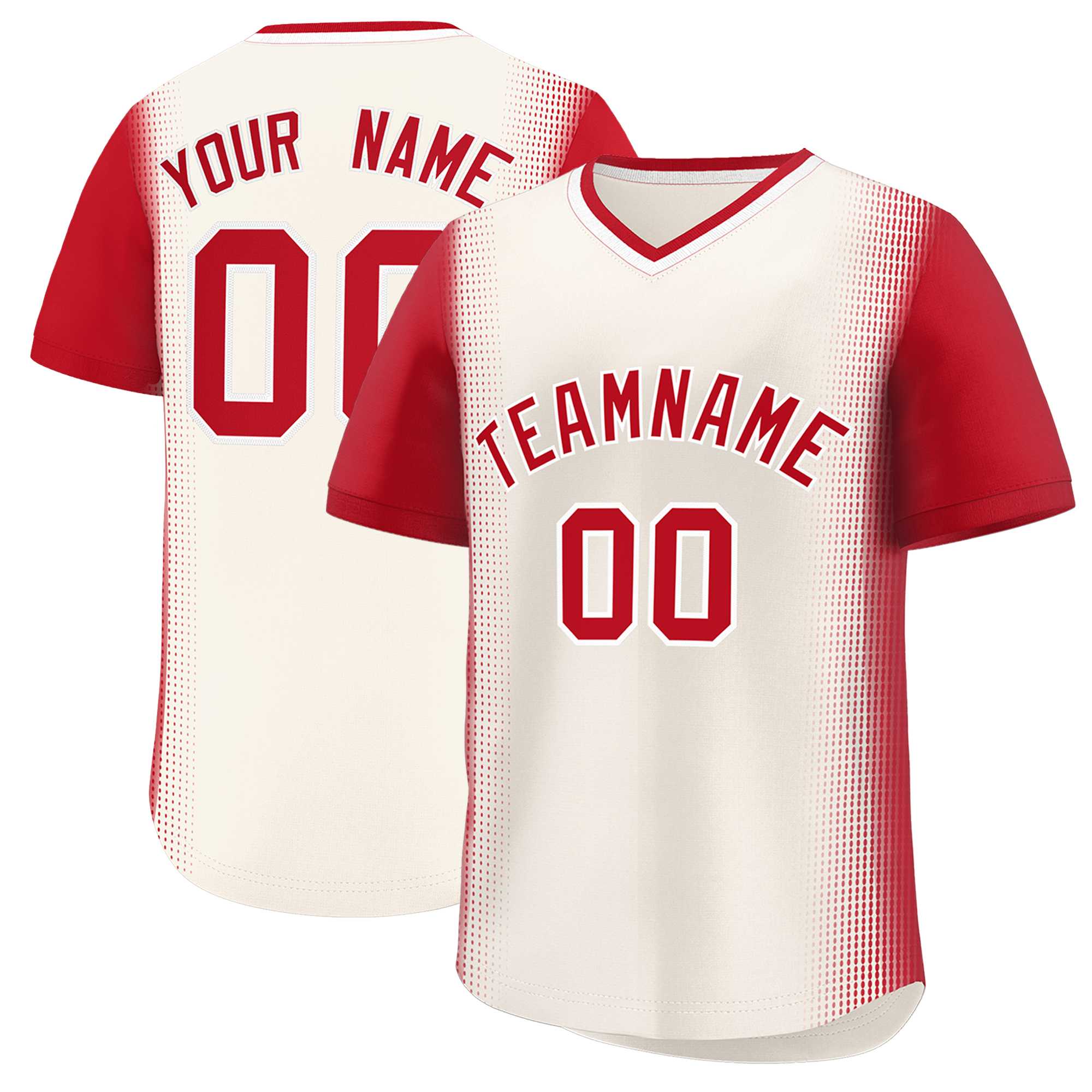 Custom Cream Red Personalized Raglan Sleeves Authentic Baseball Jersey