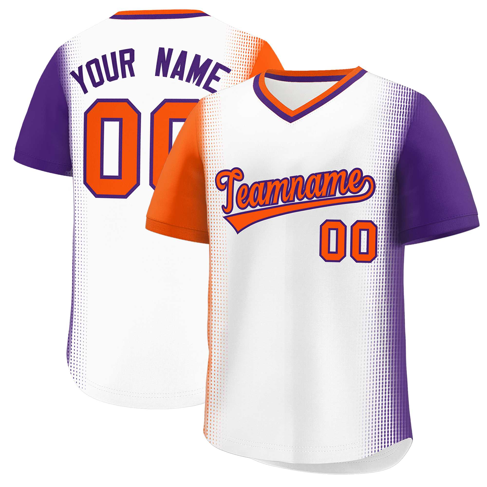 Custom White Orange-Purple Personalized Raglan Sleeves Authentic Baseball Jersey