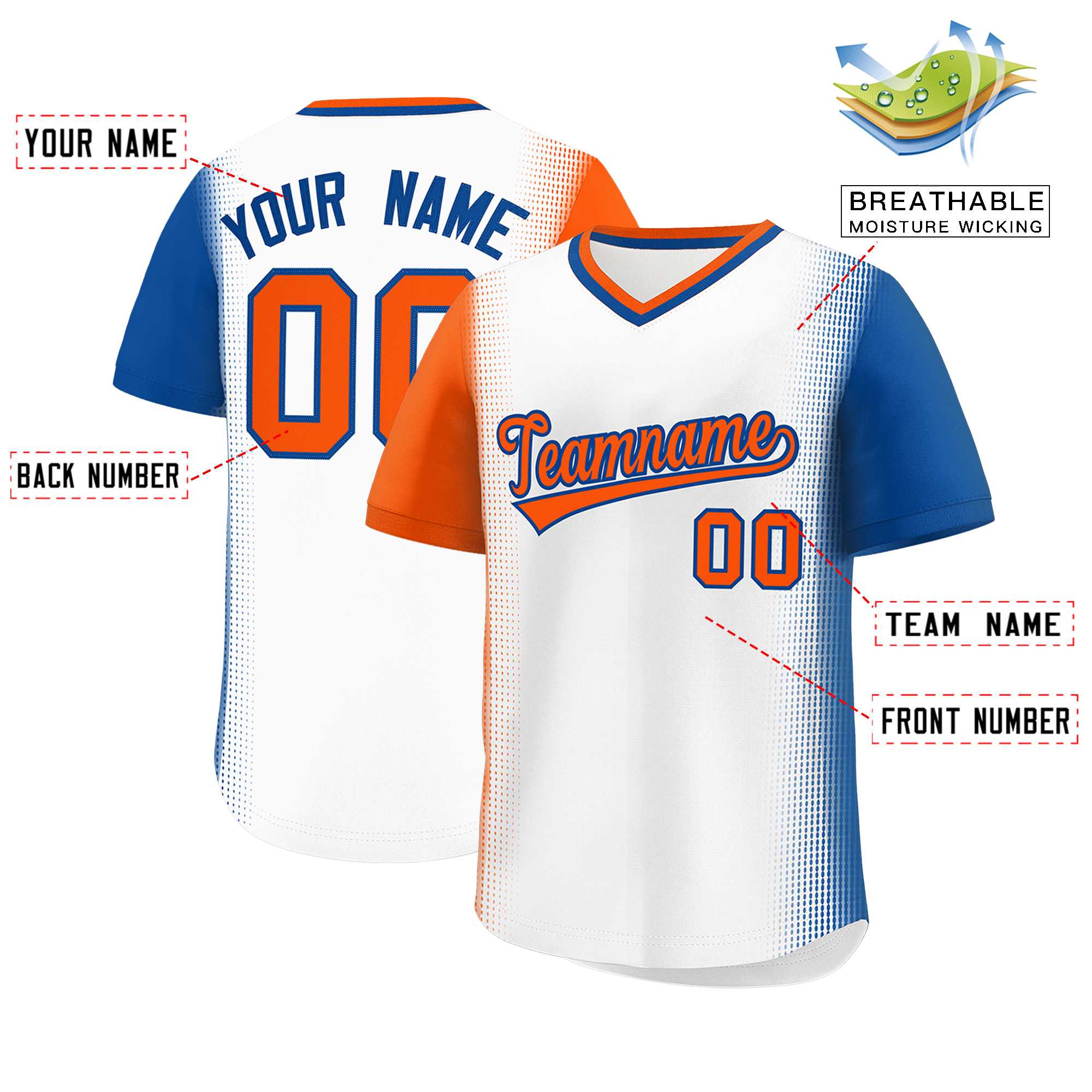 Custom White Orange-Royal Personalized Raglan Sleeves Authentic Baseball Jersey