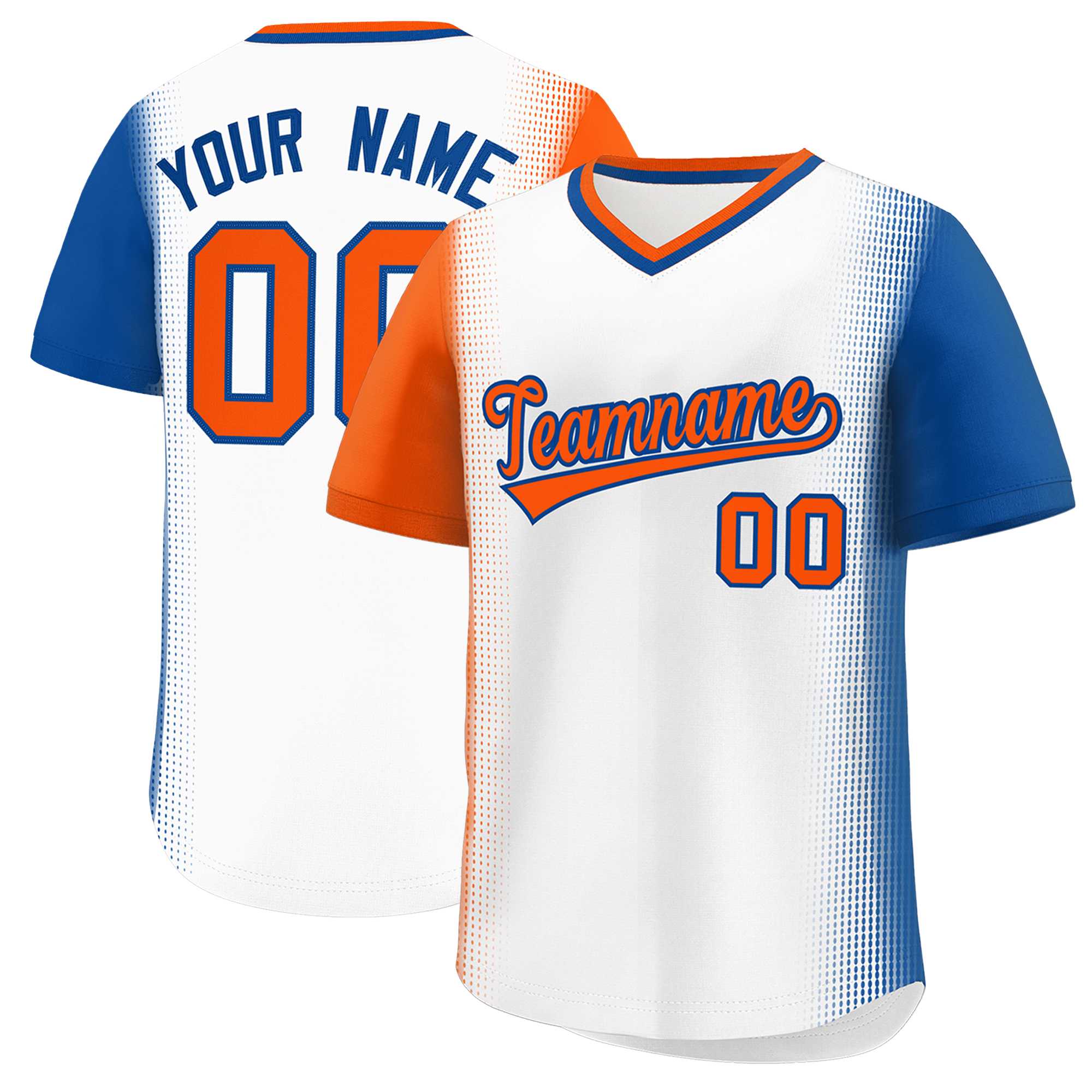 Custom White Orange-Royal Personalized Raglan Sleeves Authentic Baseball Jersey