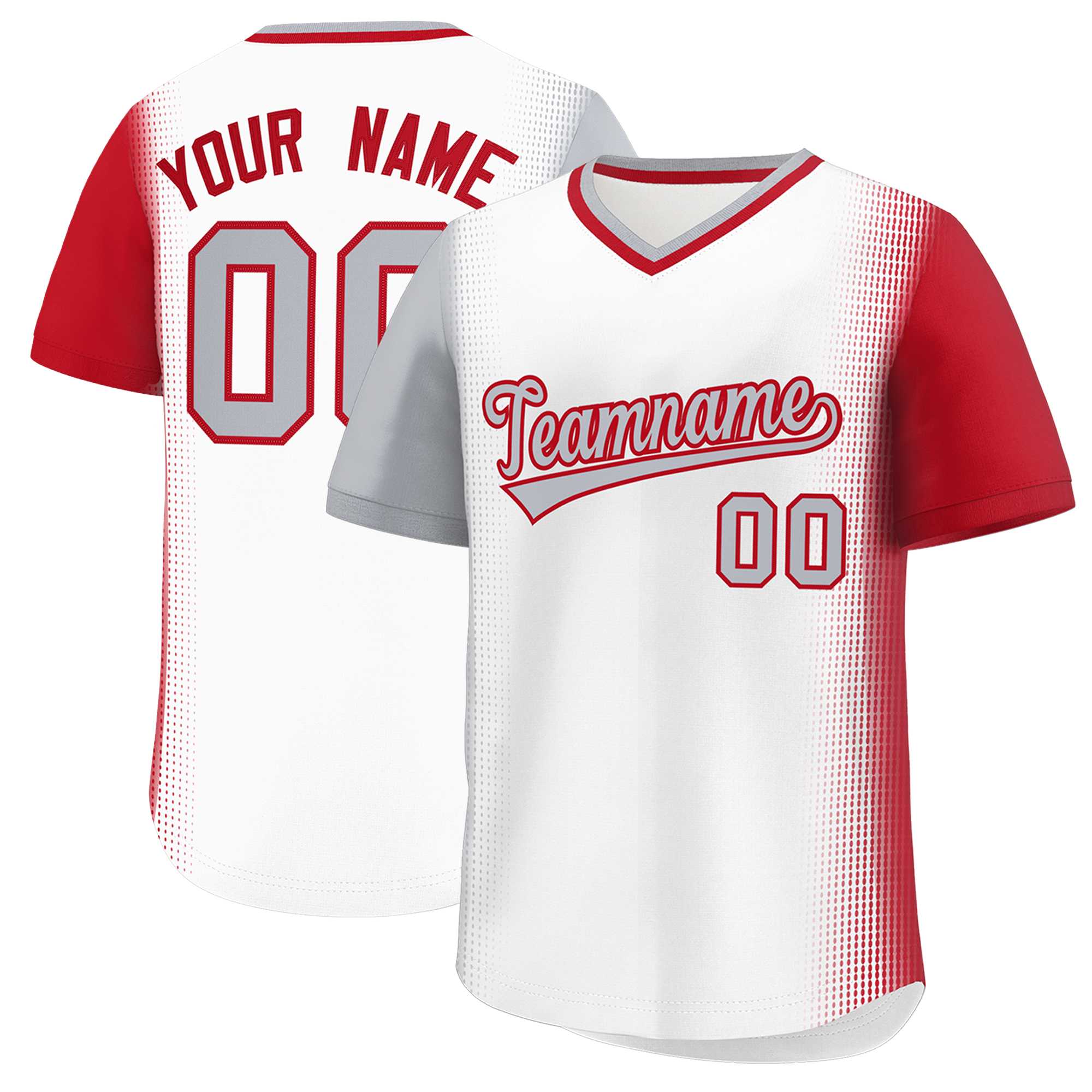 Custom White Gray-Red Personalized Raglan Sleeves Authentic Baseball Jersey