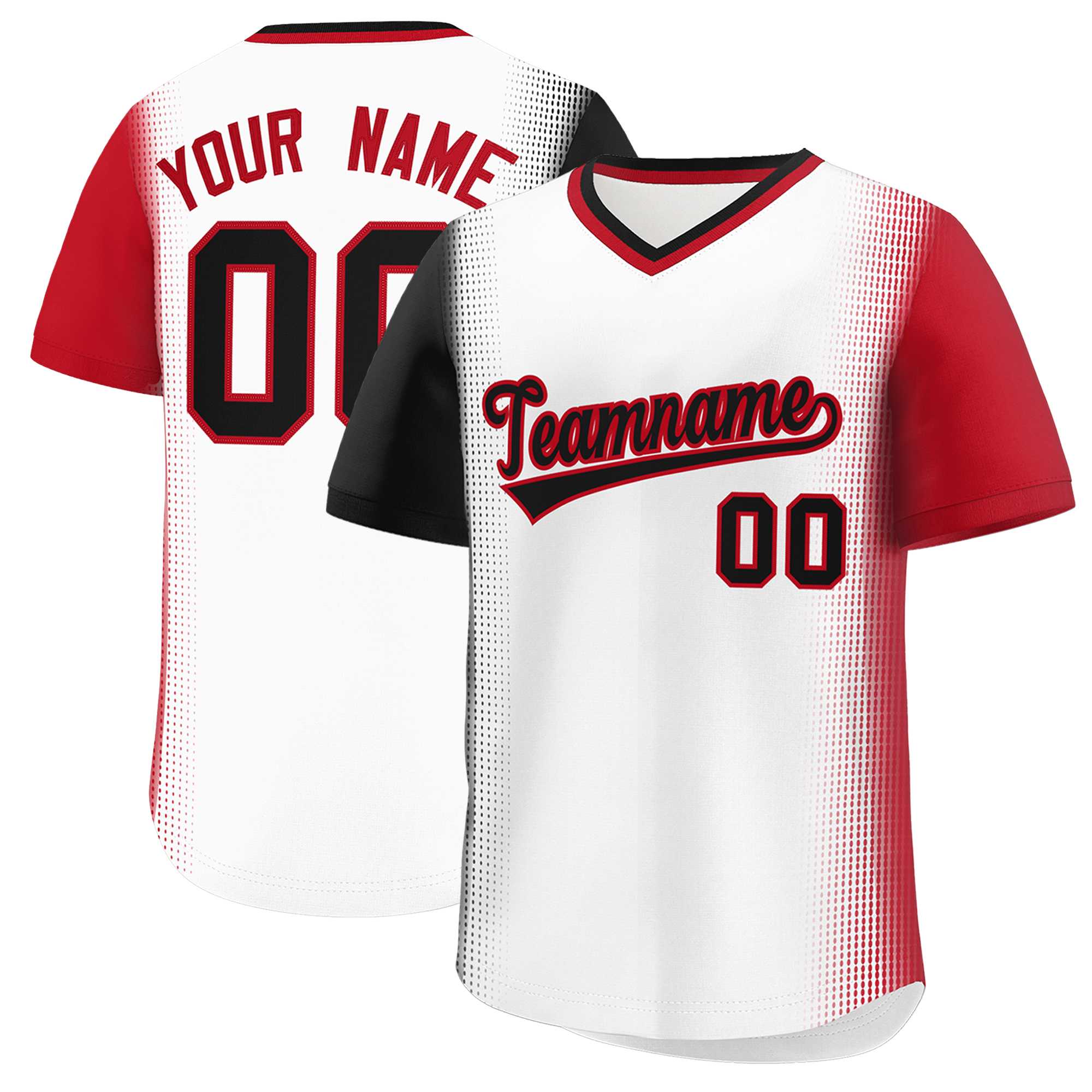 Custom White Black-Red Personalized Raglan Sleeves Authentic Baseball Jersey