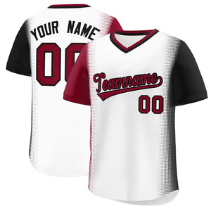 Custom White Crimson-Black Personalized Raglan Sleeves Authentic Baseball Jersey