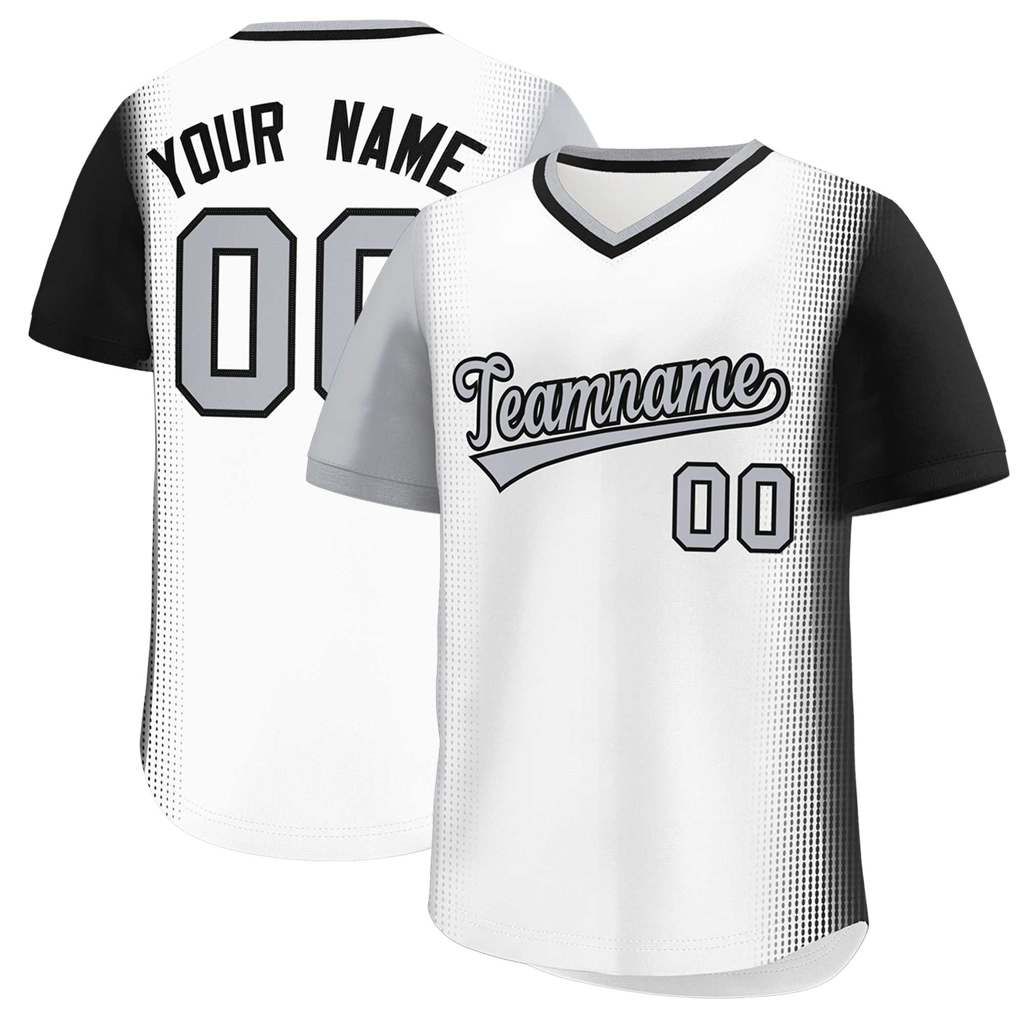 Custom White Gray-Black Personalized Raglan Sleeves Authentic Baseball Jersey