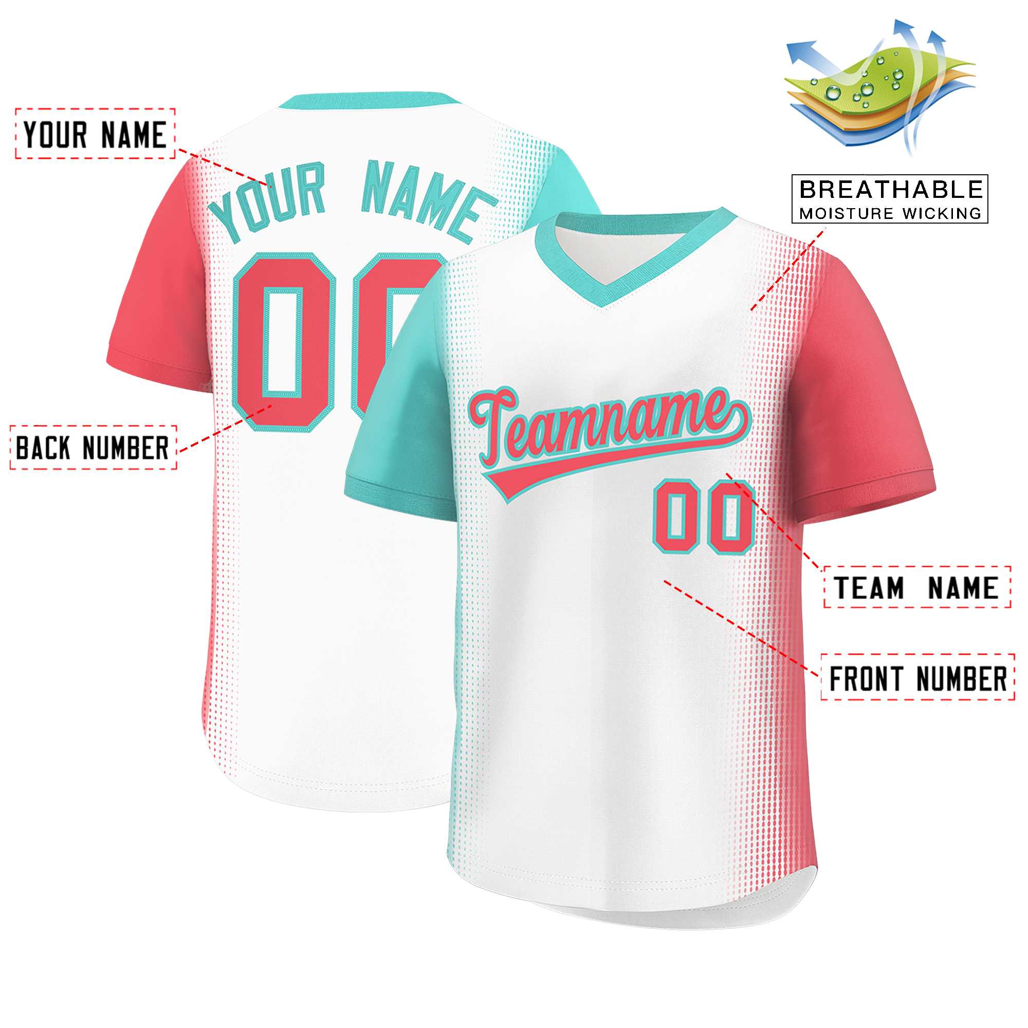 Custom White Bright Green-Light Red Personalized Raglan Sleeves Authentic Baseball Jersey