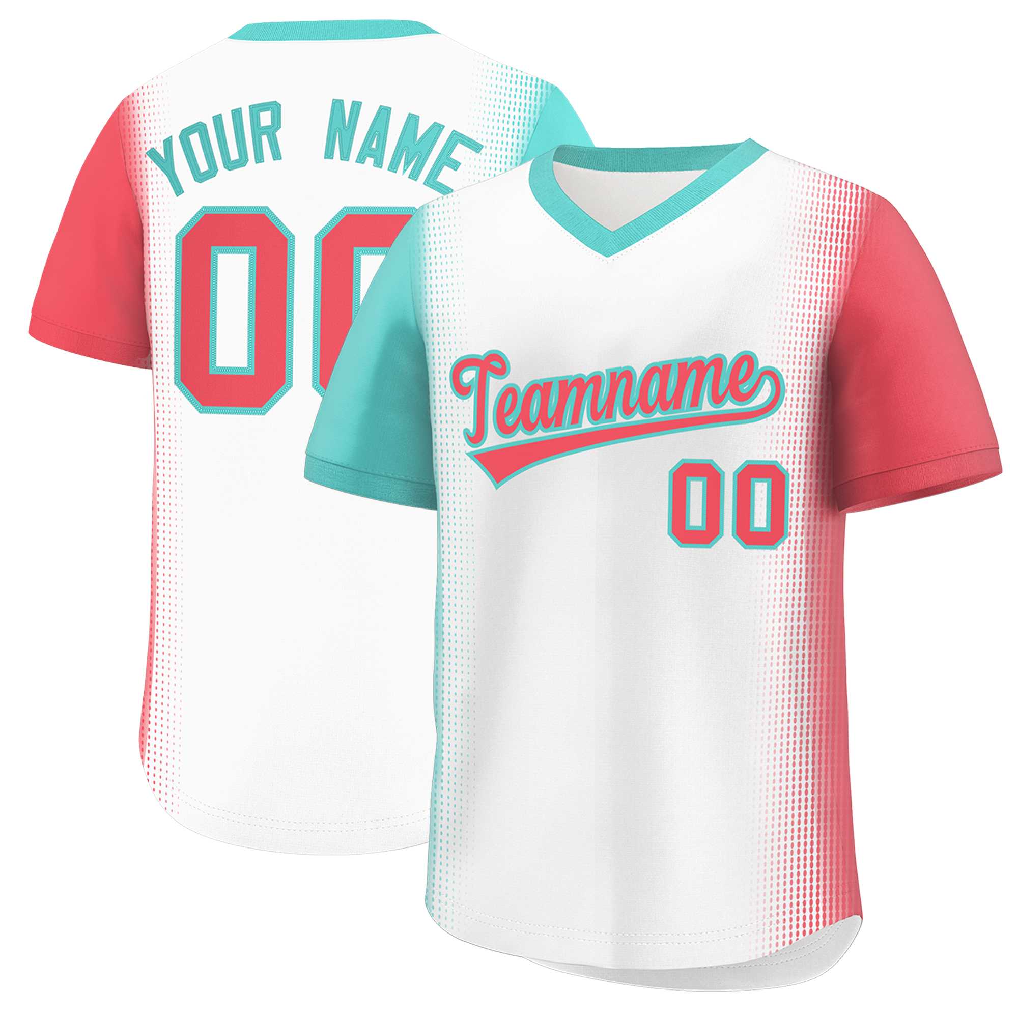 Custom White Bright Green-Light Red Personalized Raglan Sleeves Authentic Baseball Jersey