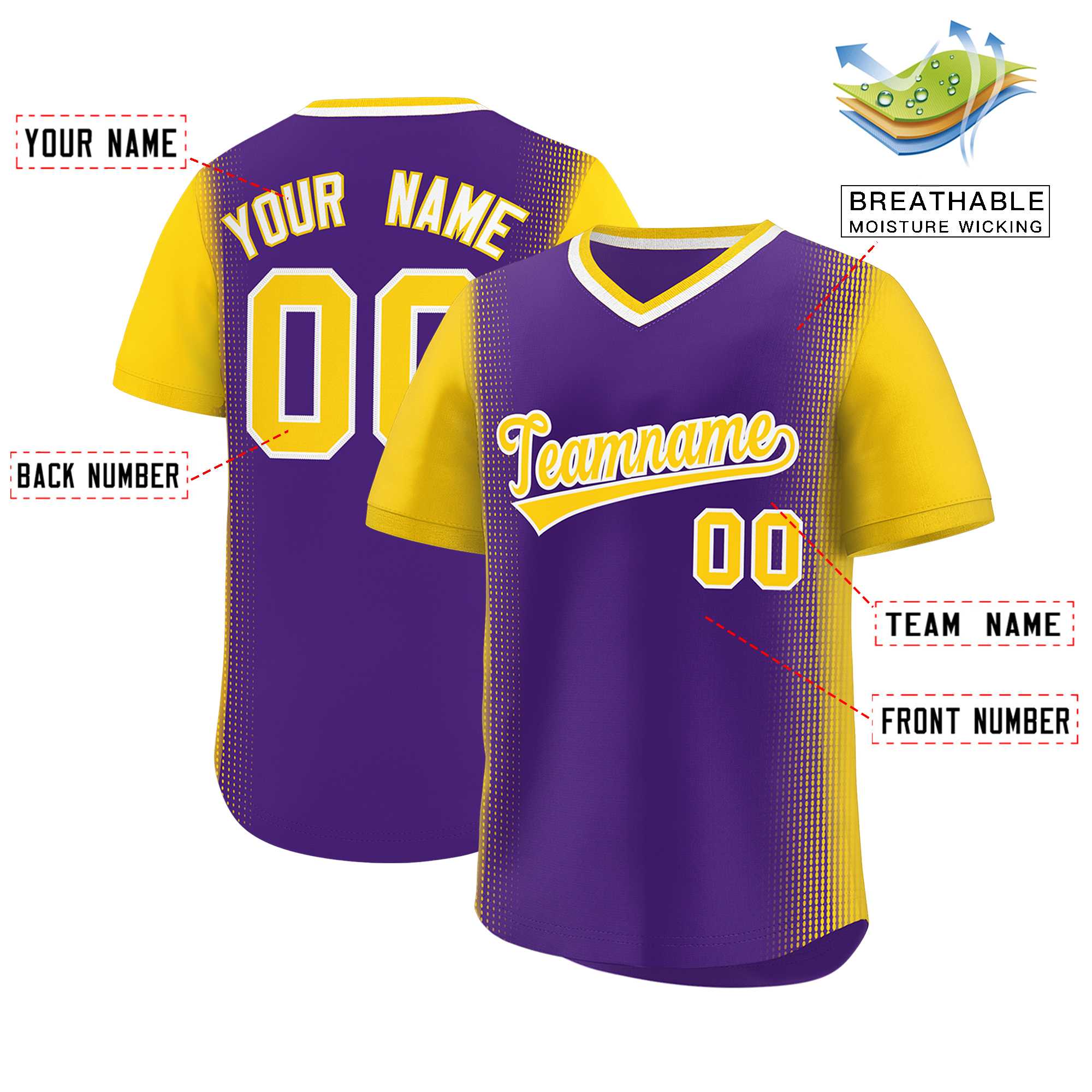 Custom Purple Gold Personalized Raglan Sleeves Authentic Baseball Jersey