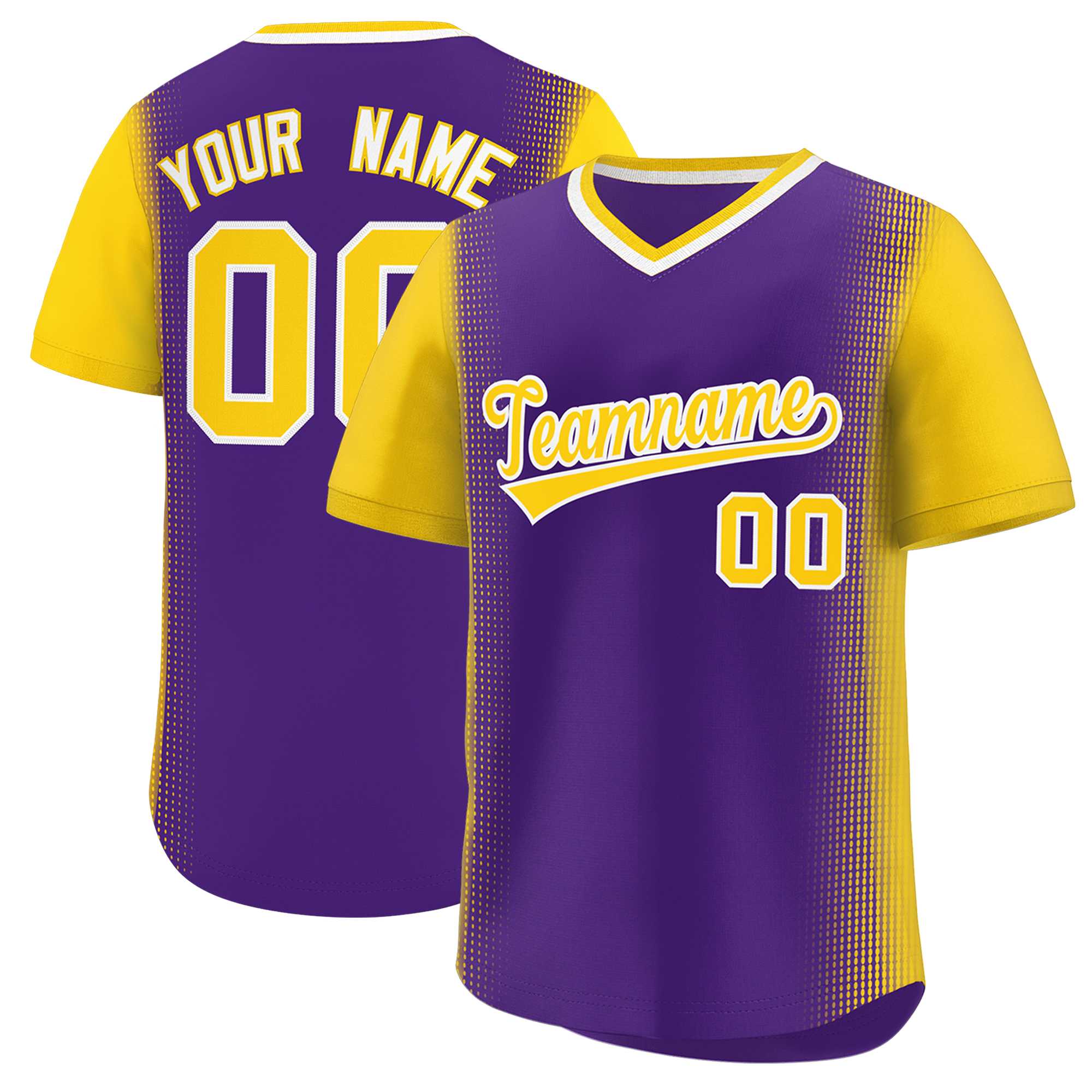 Custom Purple Gold Personalized Raglan Sleeves Authentic Baseball Jersey