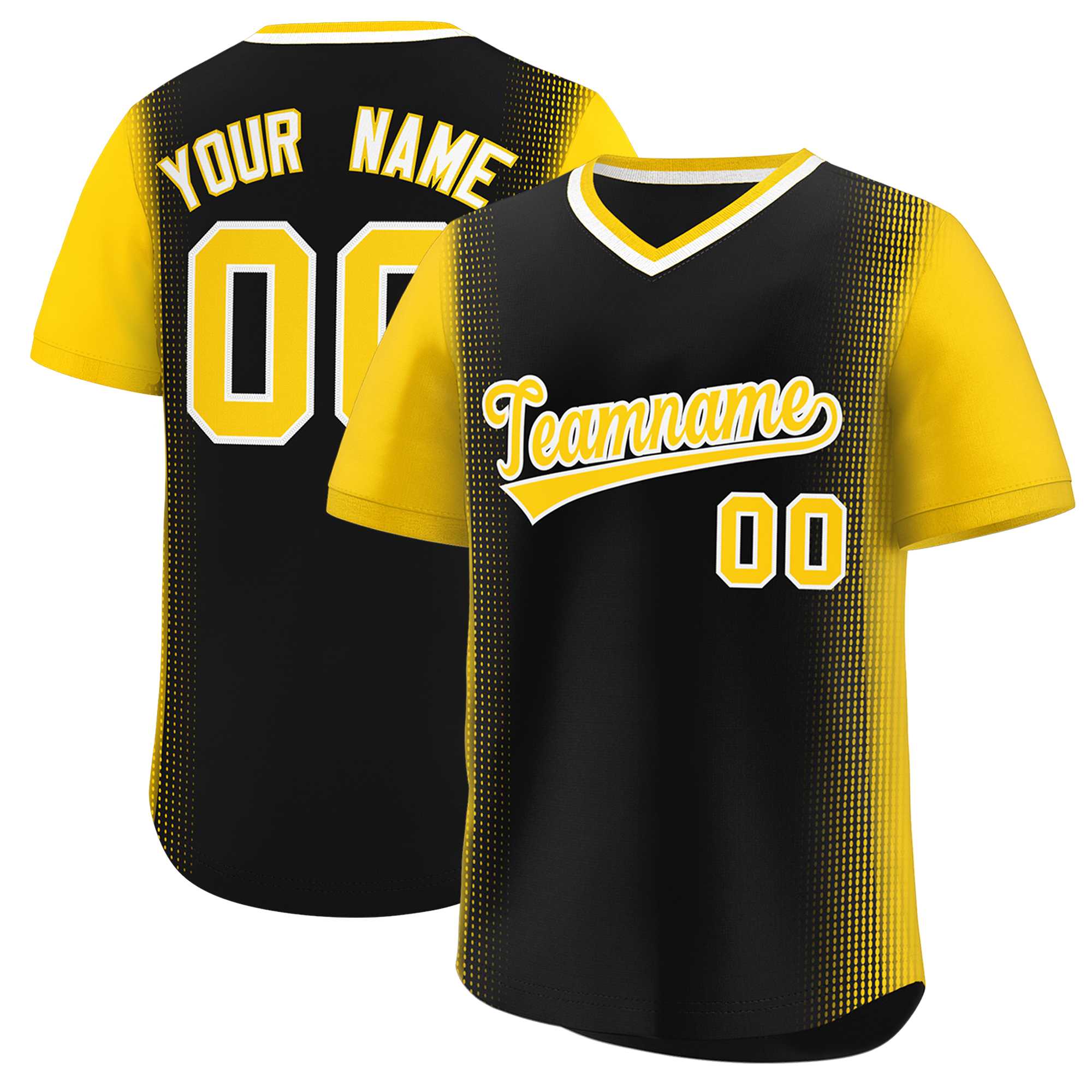 Custom Black Gold Personalized Raglan Sleeves Authentic Baseball Jersey