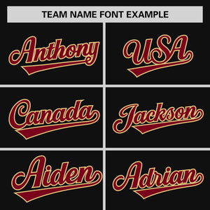 Custom Black Crimson-Khaki Personalized Raglan Sleeves Authentic Baseball Jersey