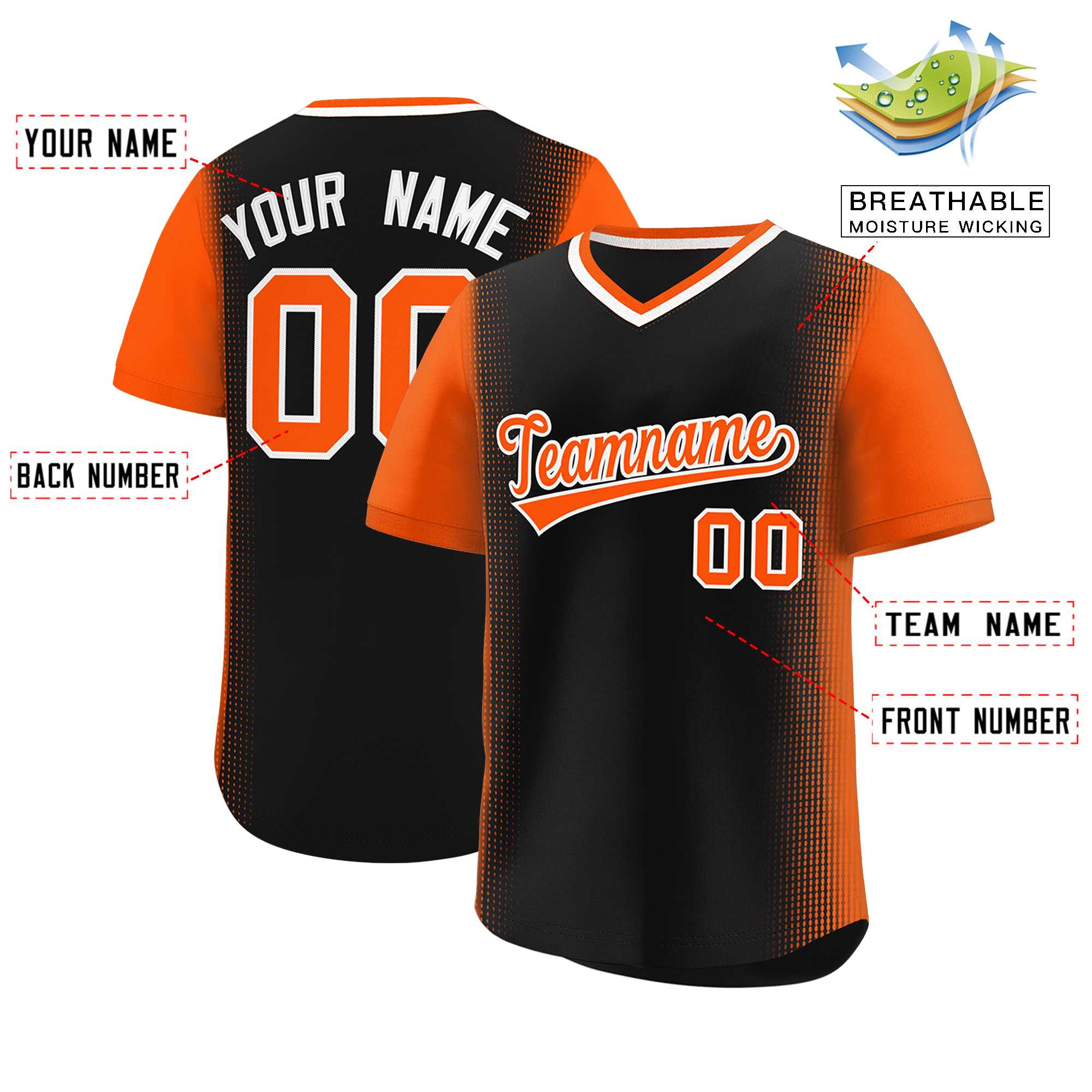 Custom Black Orange Personalized Raglan Sleeves Authentic Baseball Jersey