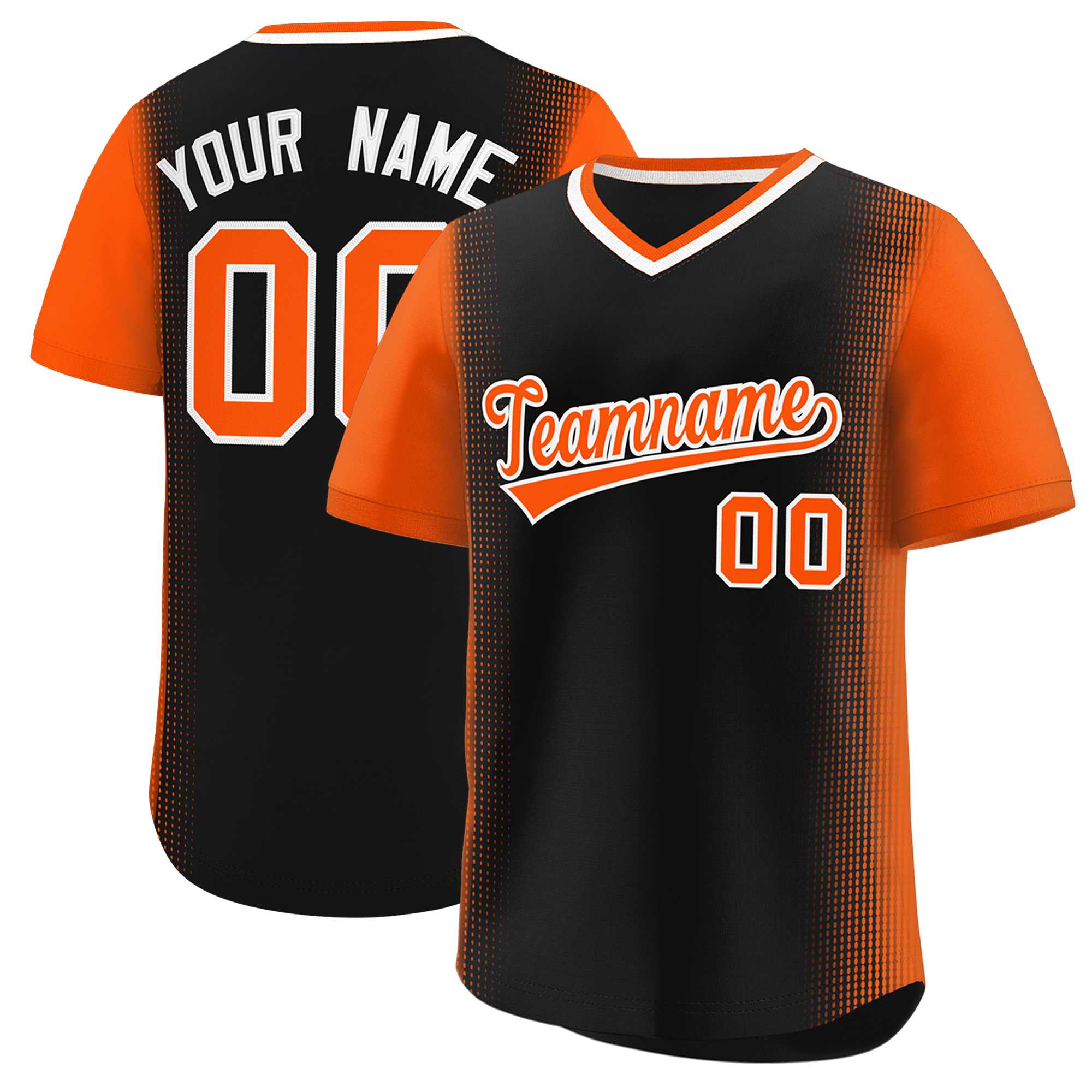 Custom Black Orange Personalized Raglan Sleeves Authentic Baseball Jersey