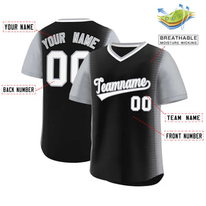 Custom Black Gray Personalized Raglan Sleeves Authentic Baseball Jersey