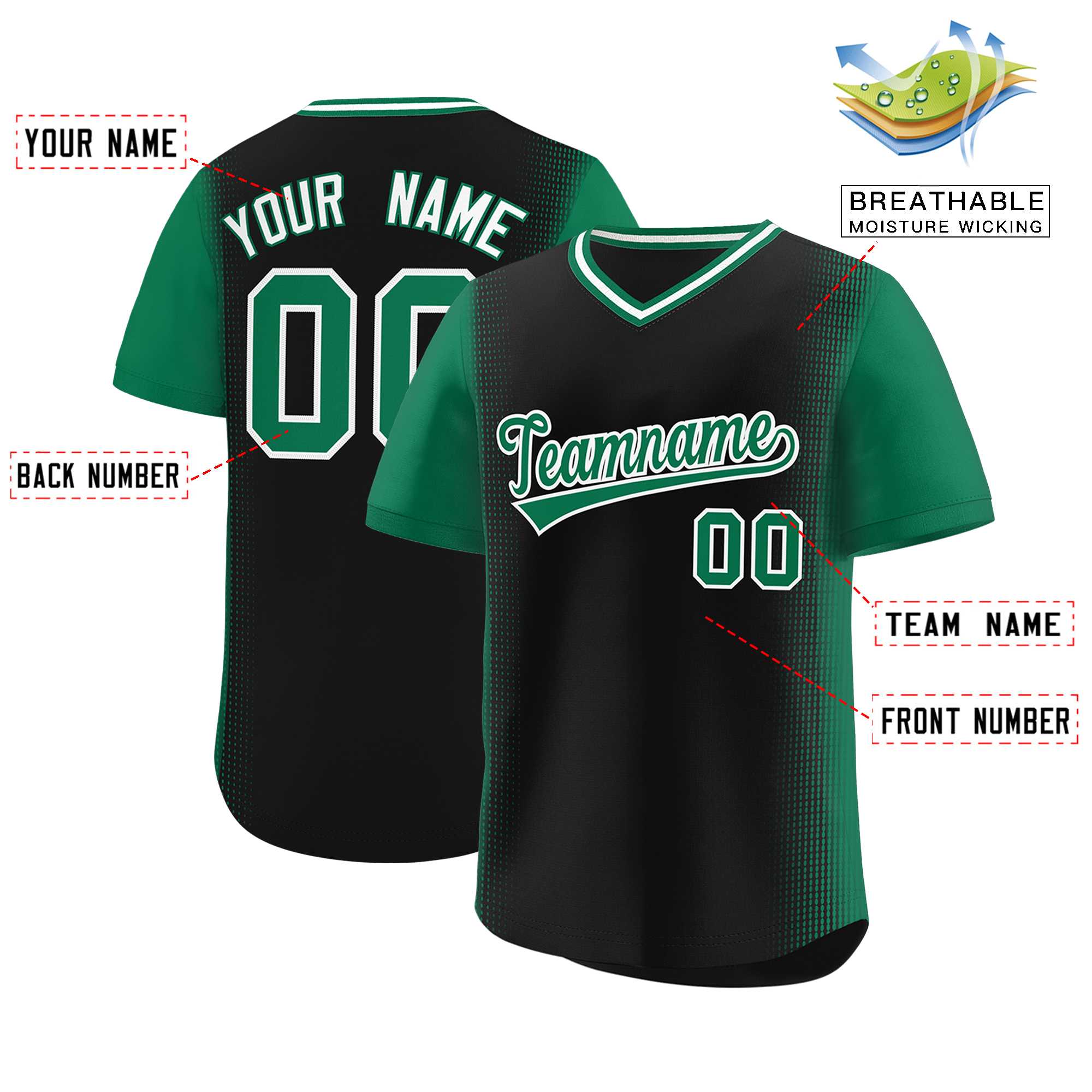 Custom Black Kelly Green Personalized Raglan Sleeves Authentic Baseball Jersey