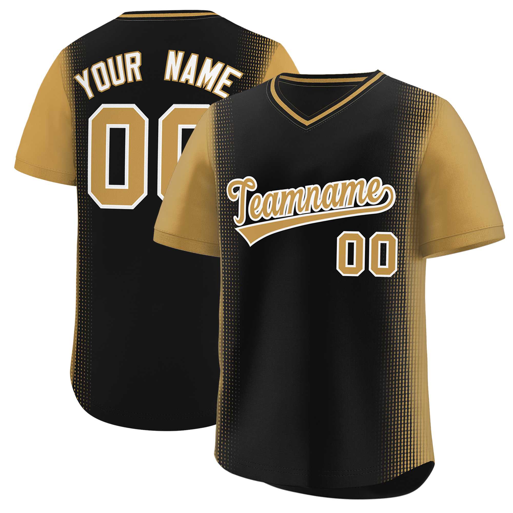 Custom Black Old Gold Personalized Raglan Sleeves Authentic Baseball Jersey