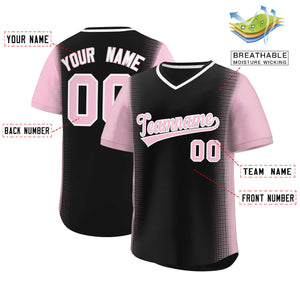 Custom Black Light Pink Personalized Raglan Sleeves Authentic Baseball Jersey