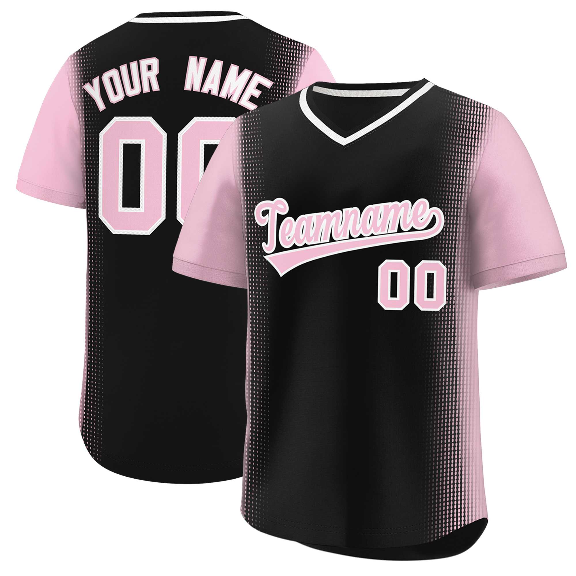 Custom Black Light Pink Personalized Raglan Sleeves Authentic Baseball Jersey