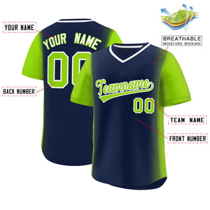 Custom Navy Neon Green Personalized Raglan Sleeves Authentic Baseball Jersey