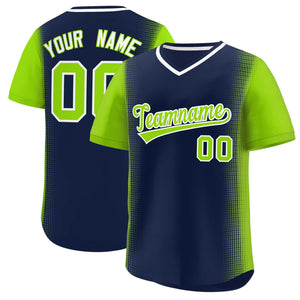 Custom Navy Neon Green Personalized Raglan Sleeves Authentic Baseball Jersey