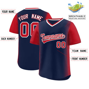 Custom Navy Red Personalized Raglan Sleeves Authentic Baseball Jersey