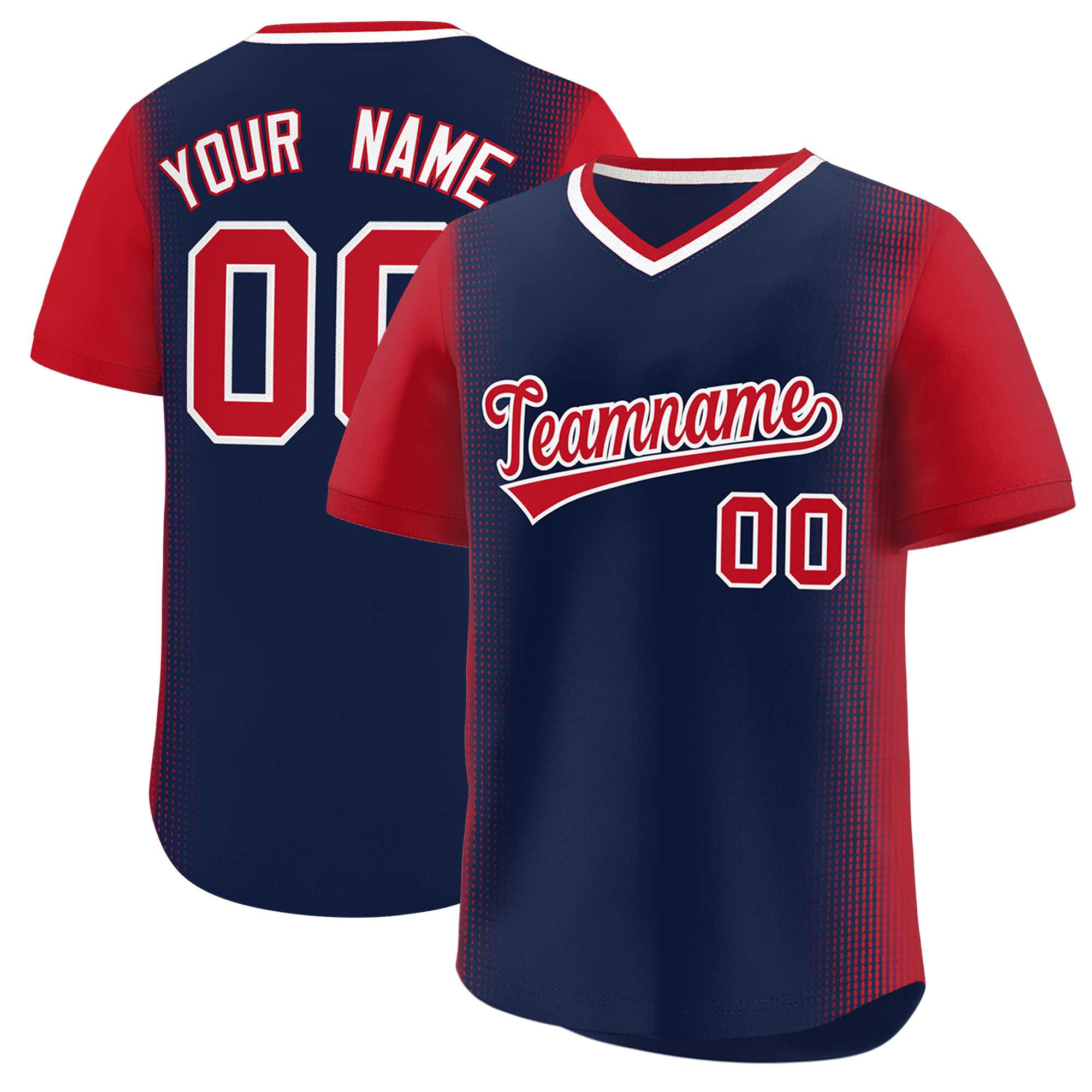 Custom Navy Red Personalized Raglan Sleeves Authentic Baseball Jersey