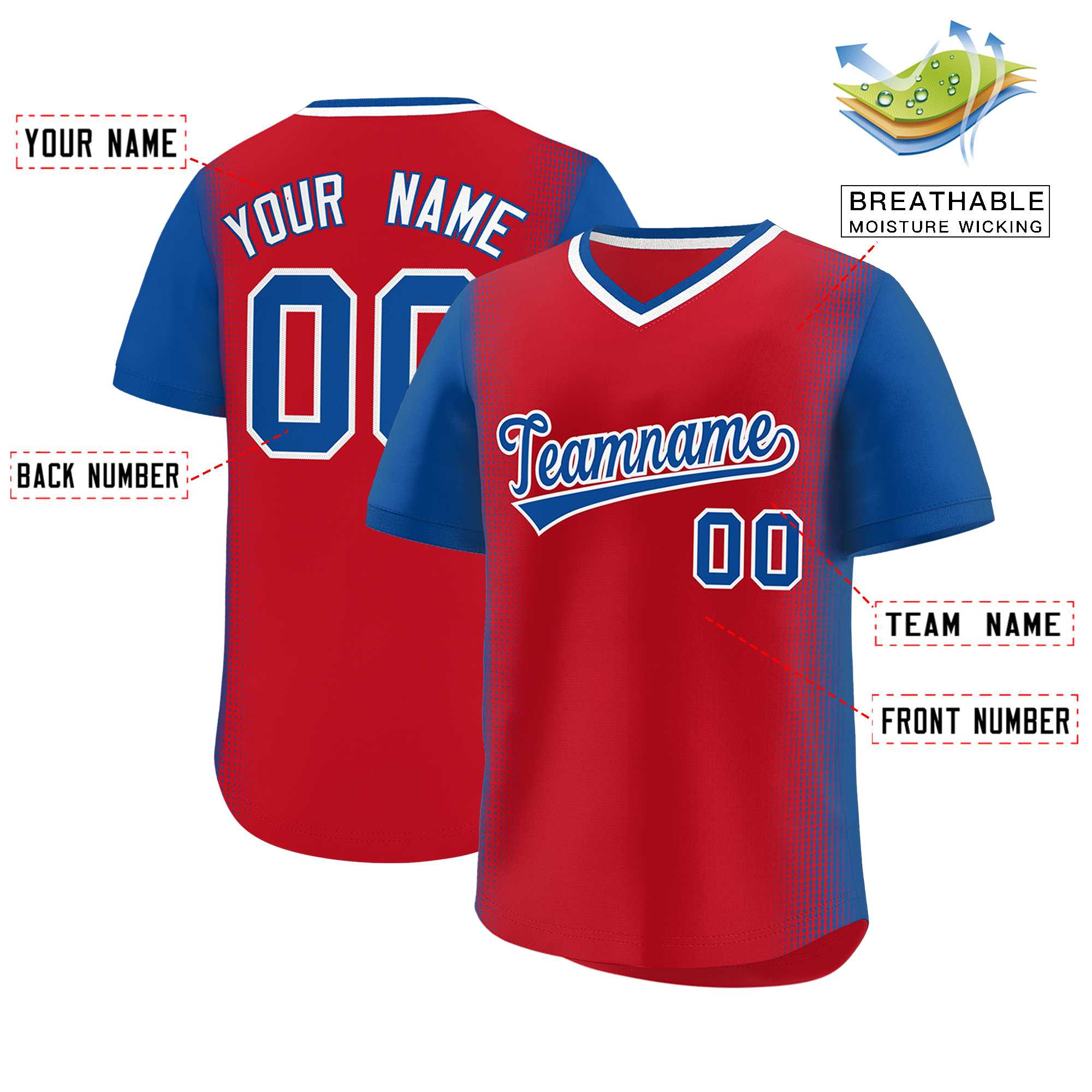 Custom Red Royal Personalized Raglan Sleeves Authentic Baseball Jersey