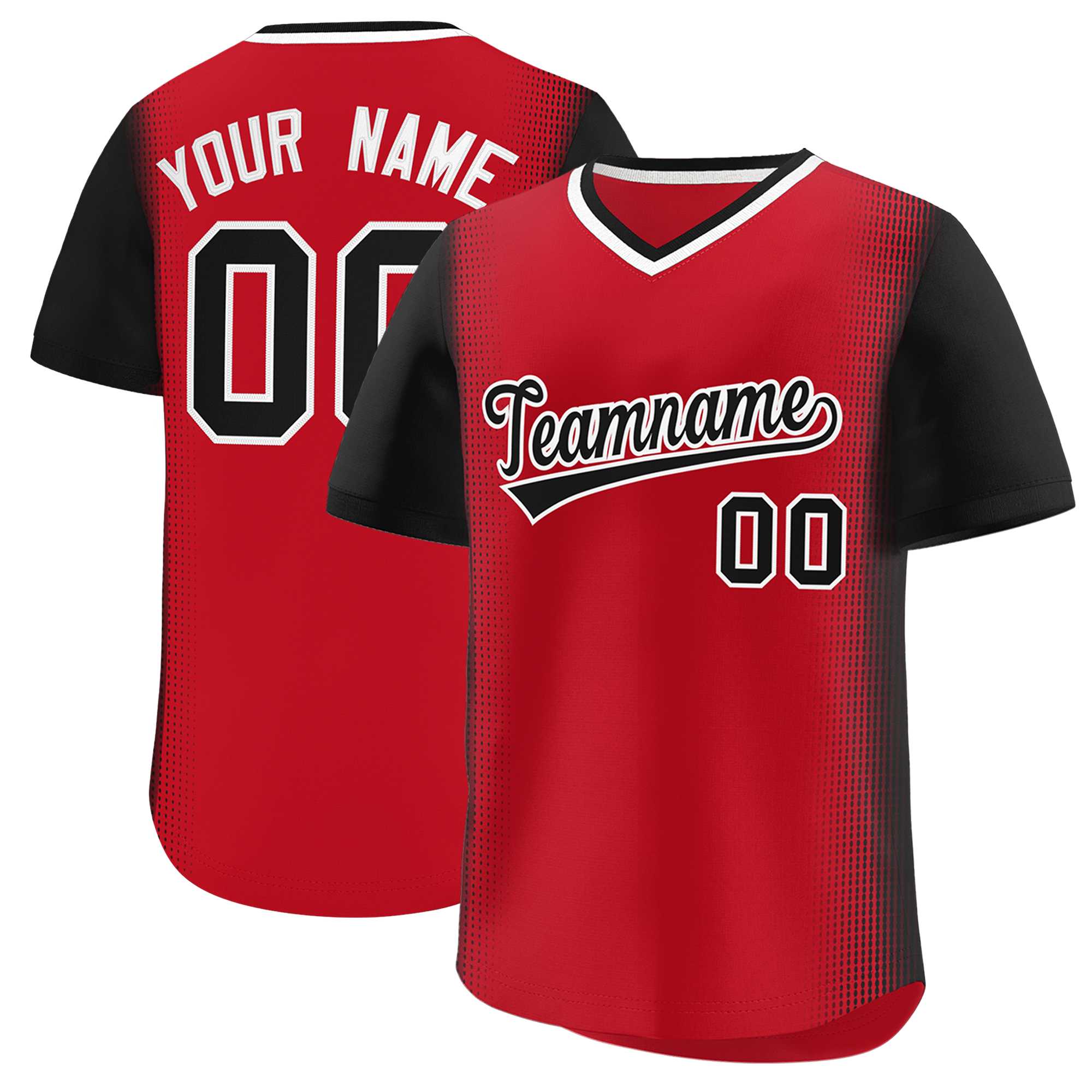 Custom Red Black Personalized Raglan Sleeves Authentic Baseball Jersey