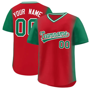 Custom Red Kelly Green Personalized Raglan Sleeves Authentic Baseball Jersey