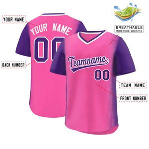 Custom Pink Purple Personalized Raglan Sleeves Authentic Baseball Jersey