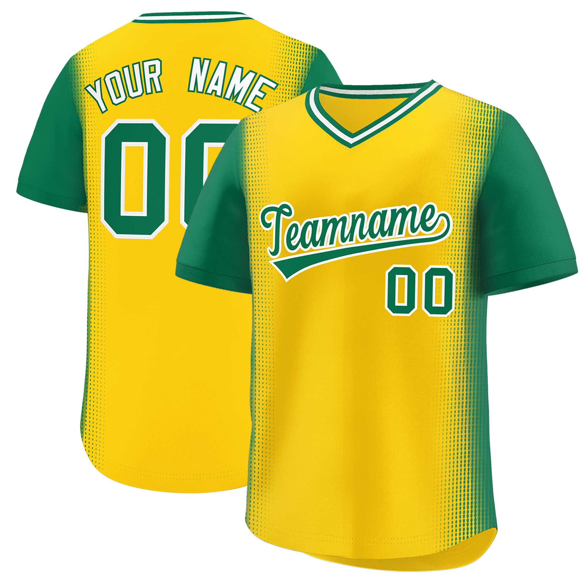 Custom Gold Kelly Green Personalized Raglan Sleeves Authentic Baseball Jersey