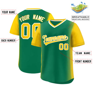 Custom Kelly Green Gold Personalized Raglan Sleeves Authentic Baseball Jersey