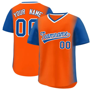 Custom Orange Royal Personalized Raglan Sleeves Authentic Baseball Jersey