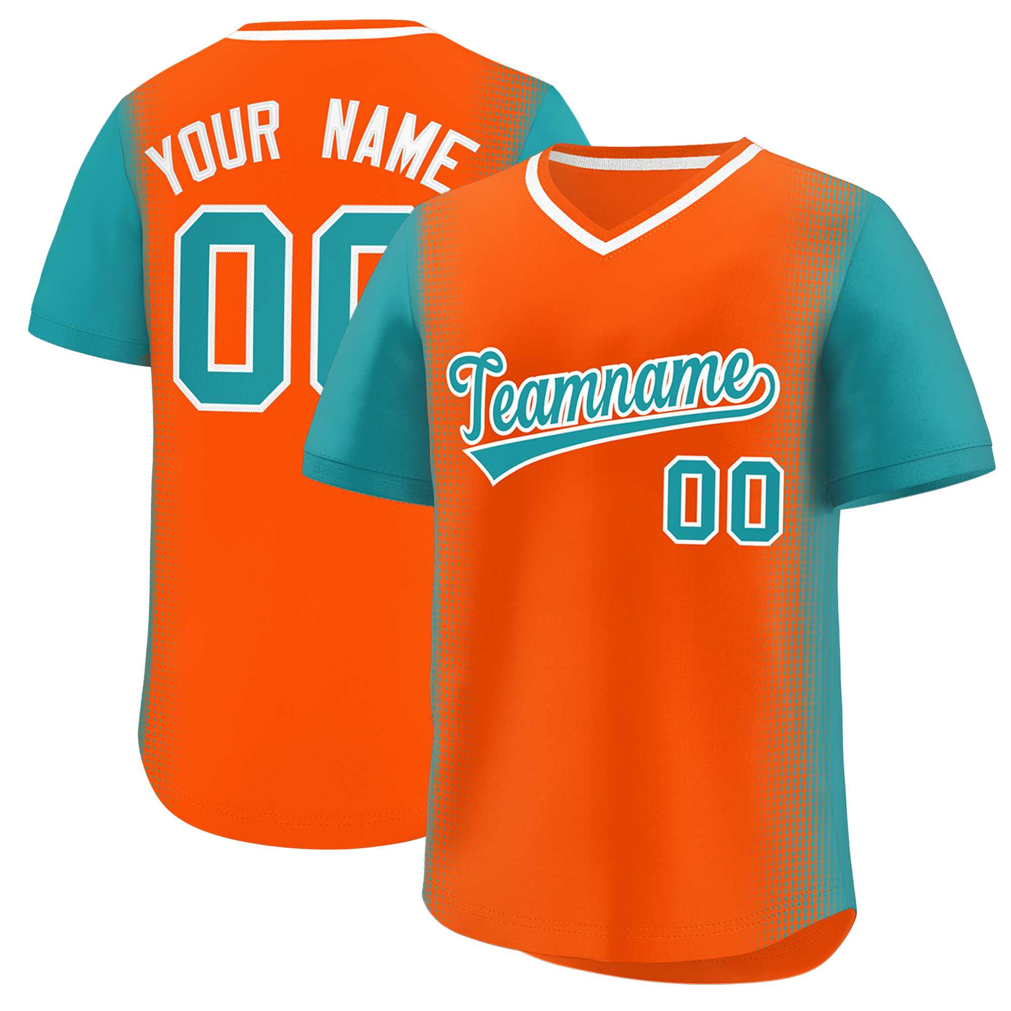 Custom Orange Aqua Personalized Raglan Sleeves Authentic Baseball Jersey