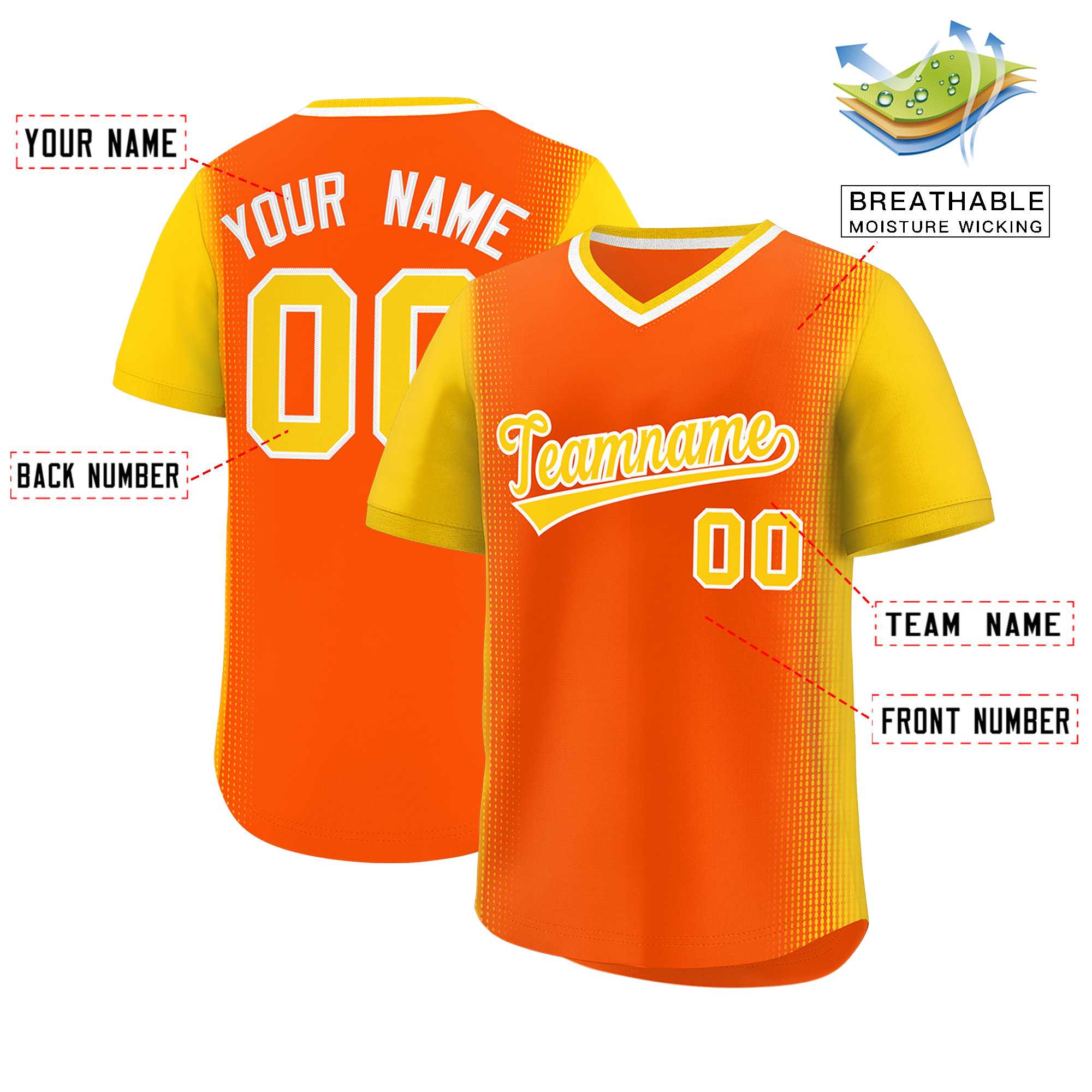 Custom Orange Gold Personalized Raglan Sleeves Authentic Baseball Jersey