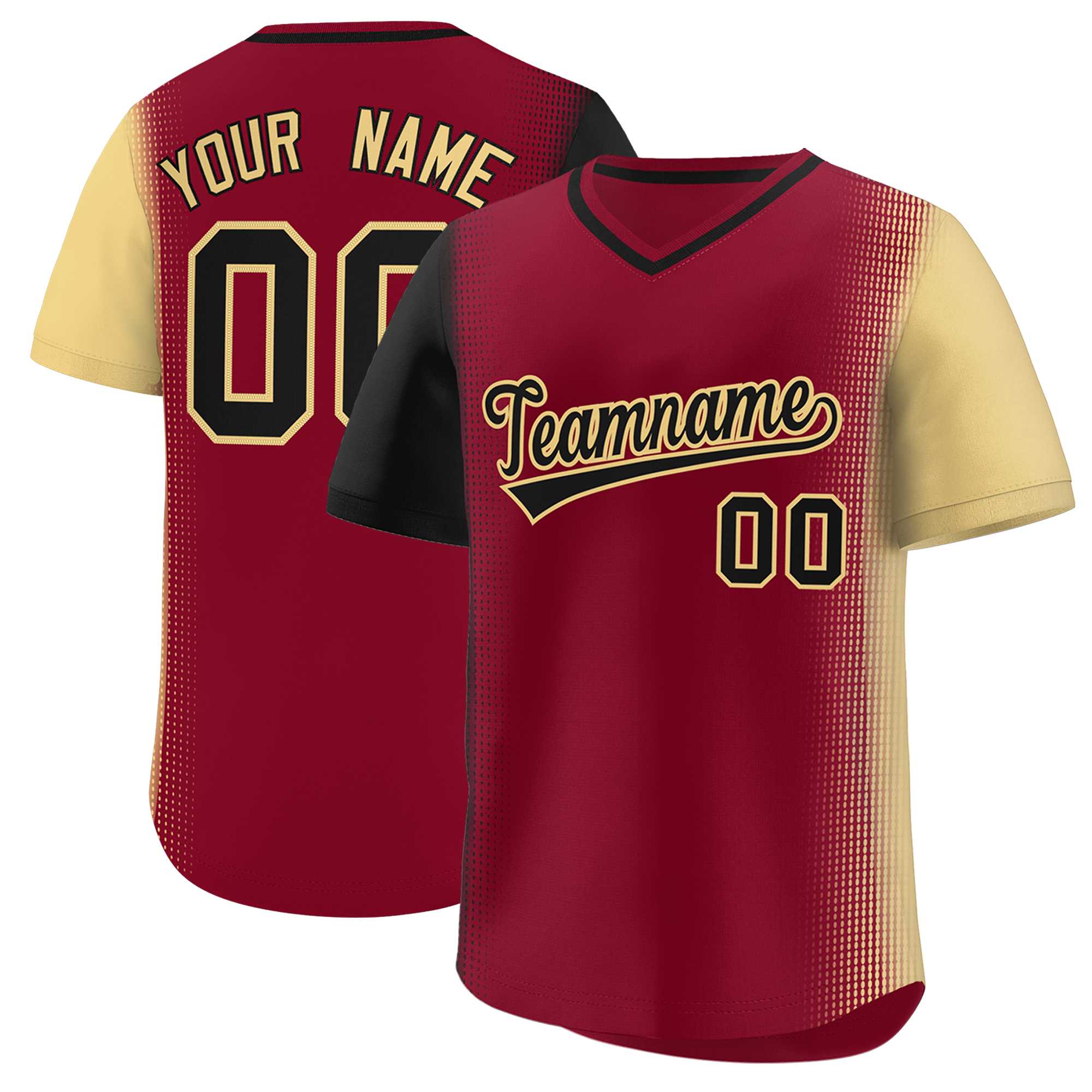 Custom Crimson Black-Khaki Personalized Raglan Sleeves Authentic Baseball Jersey