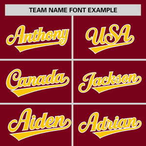 Custom Crimson Gold Personalized Raglan Sleeves Authentic Baseball Jersey