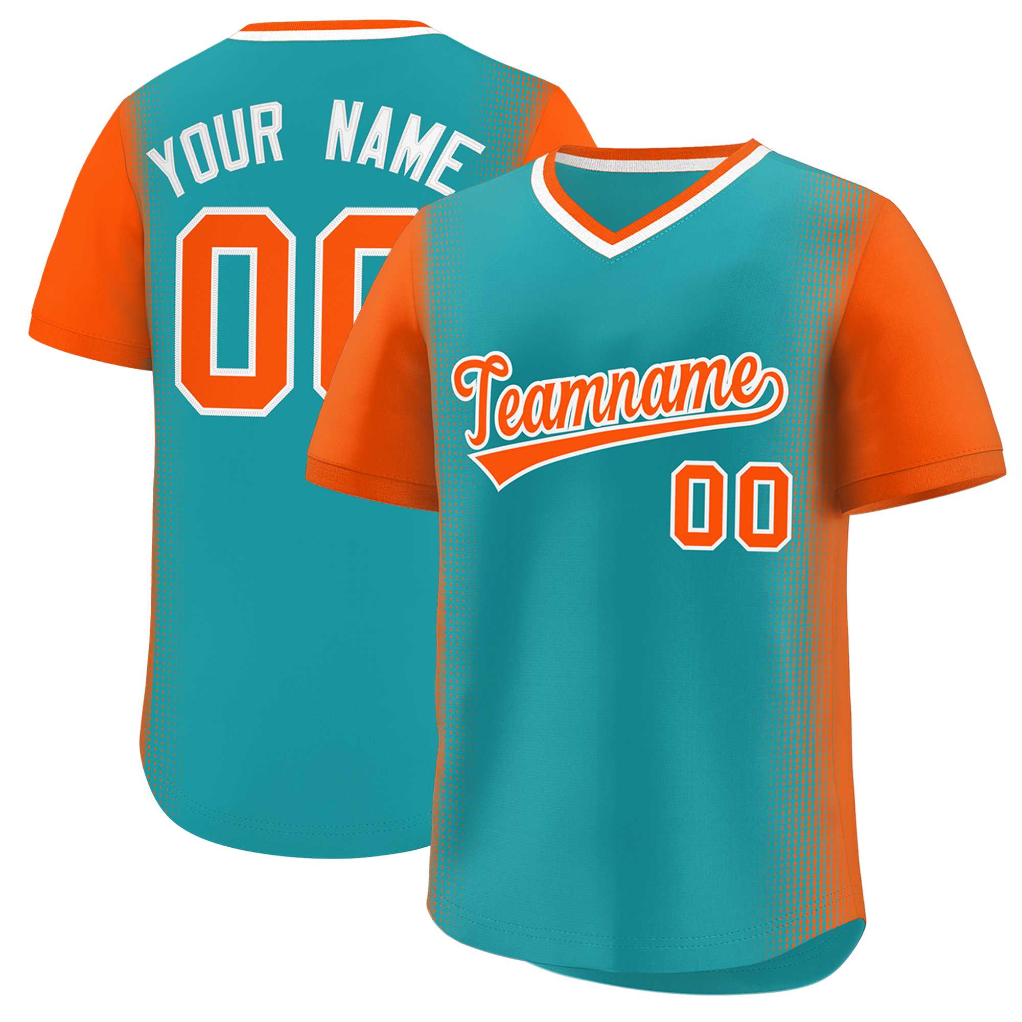 Custom Aqua Orange Personalized Raglan Sleeves Authentic Baseball Jersey