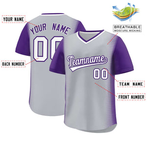 Custom Gray Purple Personalized Raglan Sleeves Authentic Baseball Jersey