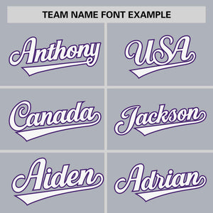 Custom Gray Purple Personalized Raglan Sleeves Authentic Baseball Jersey