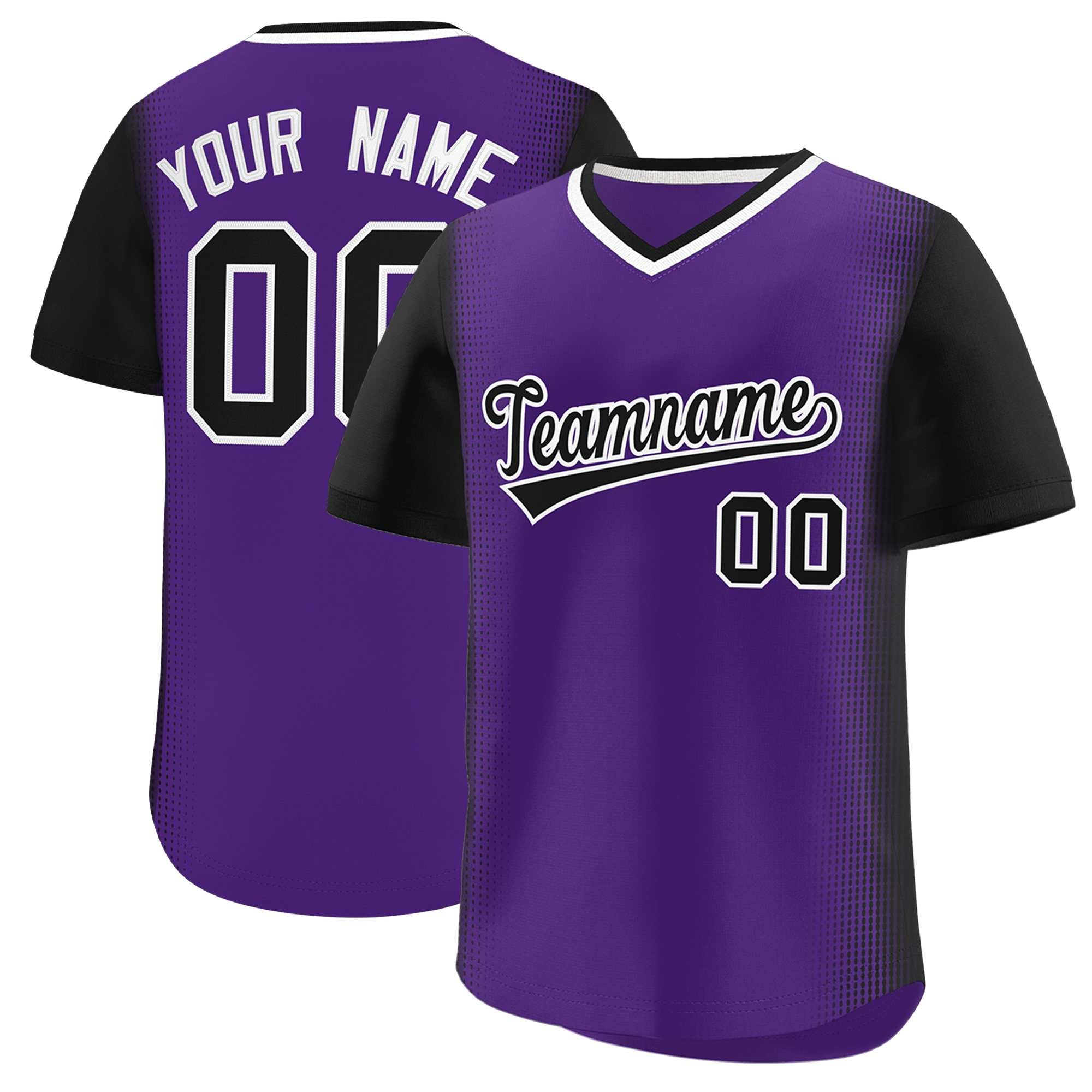 Custom Purple Black Personalized Raglan Sleeves Authentic Baseball Jersey