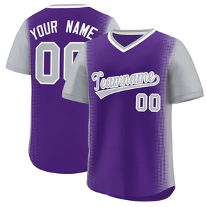 Custom Purple Gray Personalized Raglan Sleeves Authentic Baseball Jersey