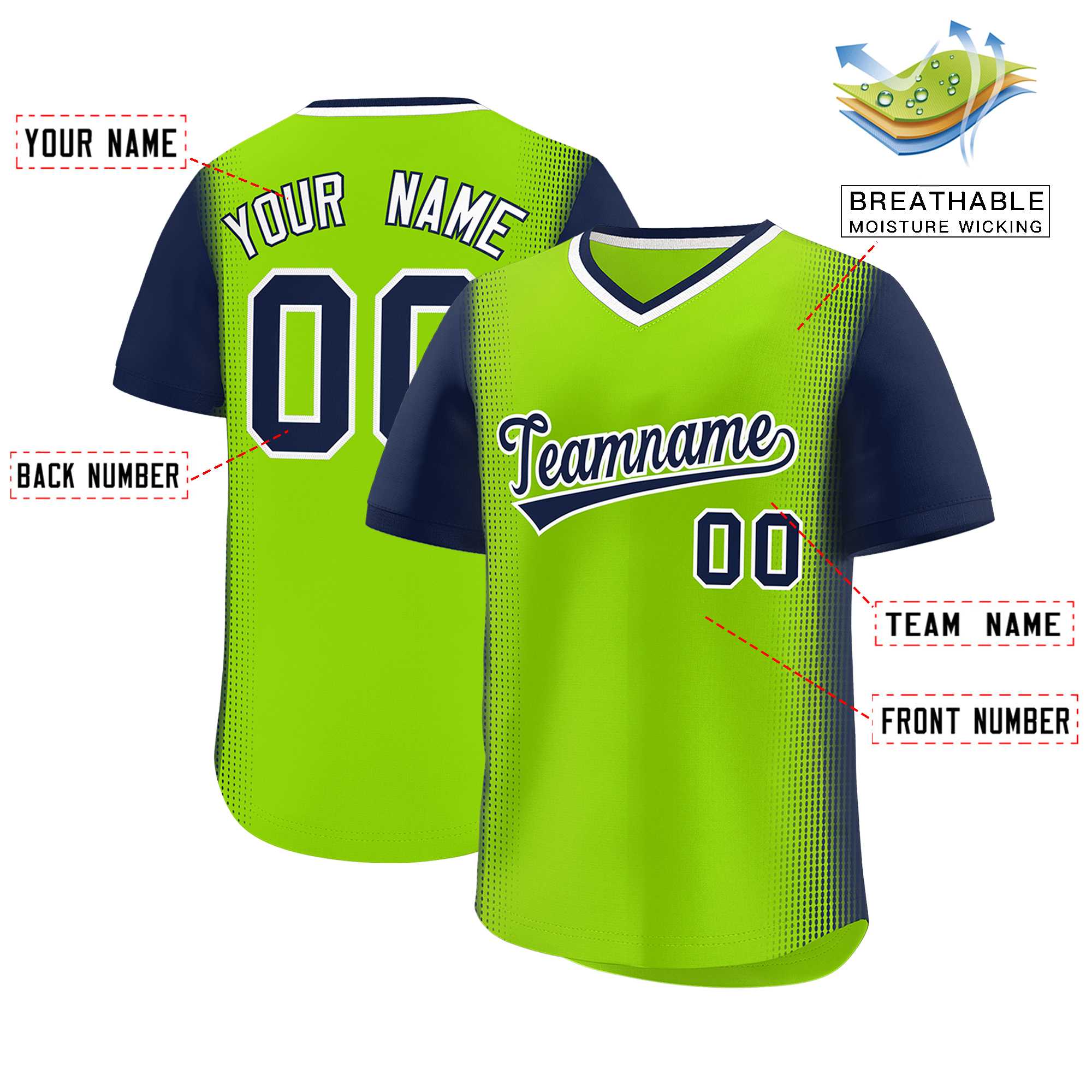 Custom Neon Green Navy Personalized Raglan Sleeves Authentic Baseball Jersey