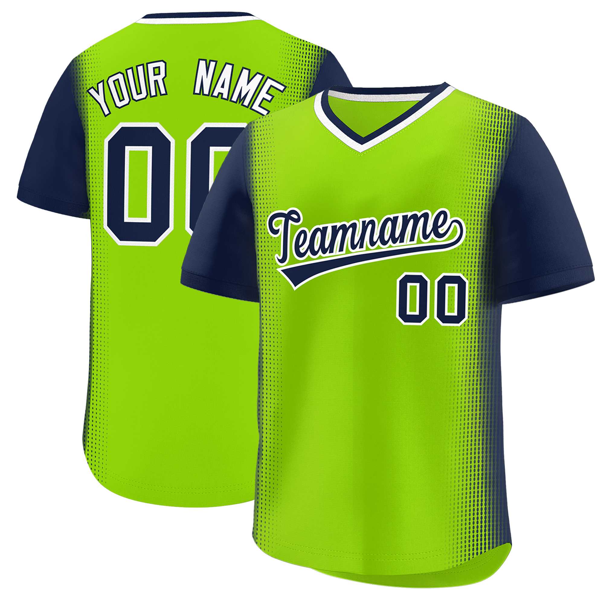 Custom Neon Green Navy Personalized Raglan Sleeves Authentic Baseball Jersey