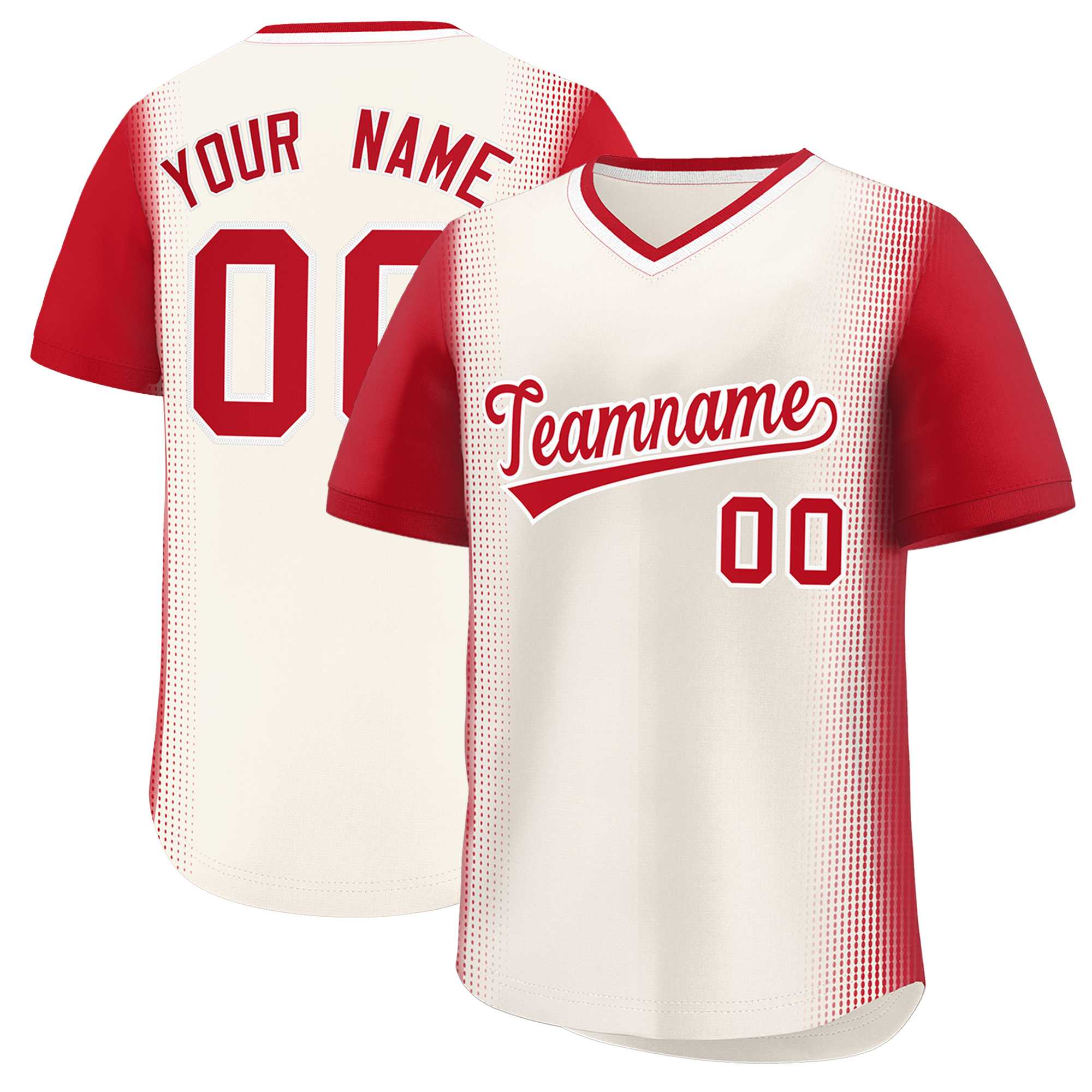 Custom Cream Red Personalized Raglan Sleeves Authentic Baseball Jersey