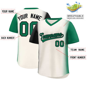 Custom Cream Black-Kelly Green Personalized Raglan Sleeves Authentic Baseball Jersey