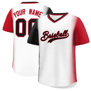 Custom White Black-Red Personalized Raglan Sleeves Authentic Baseball Jersey