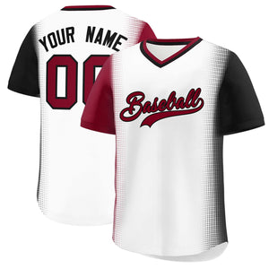 Custom White Crimson-Black Personalized Raglan Sleeves Authentic Baseball Jersey