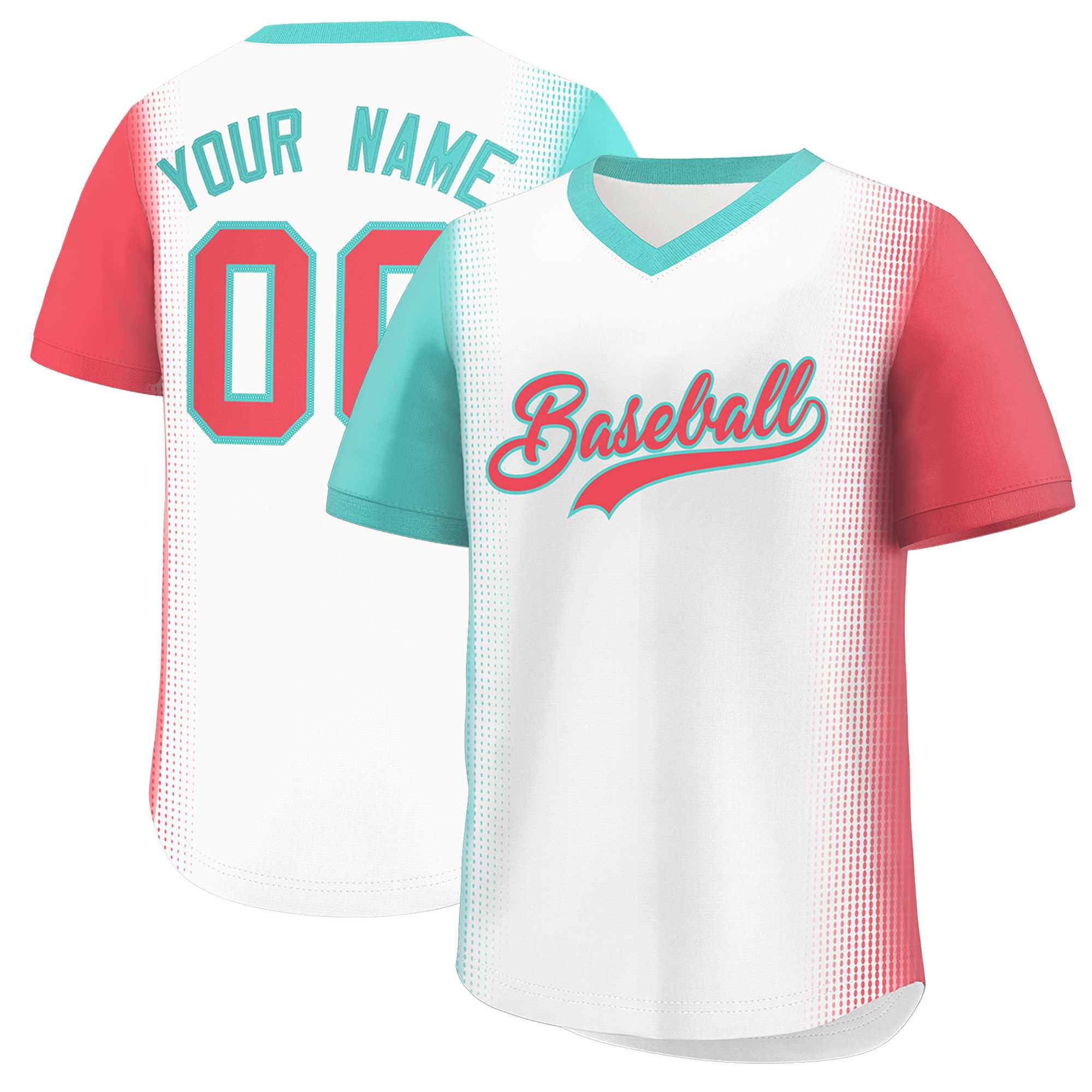 Custom White Bright Green-Light Red Personalized Raglan Sleeves Authentic Baseball Jersey