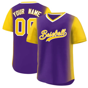 Custom Purple Gold Personalized Raglan Sleeves Authentic Baseball Jersey